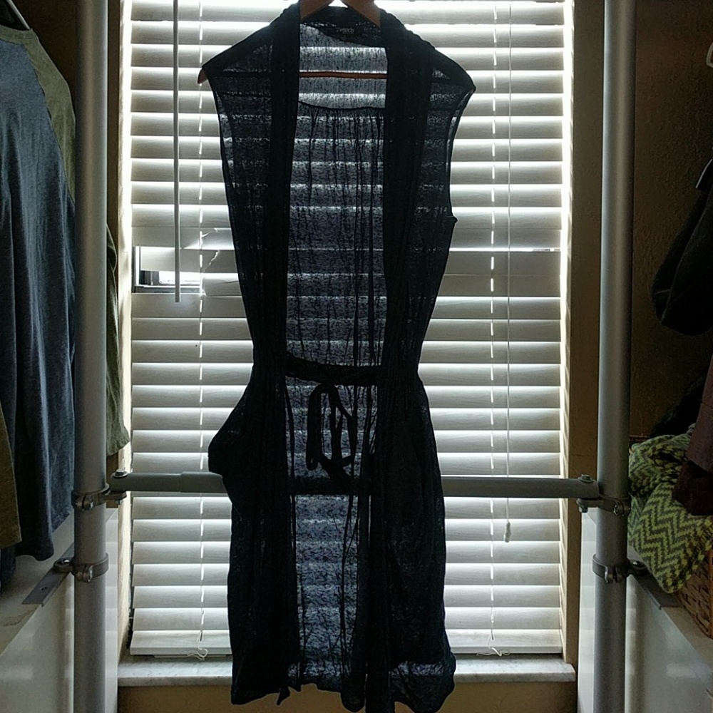 Threads (saks) long vest/cover-up navy blue